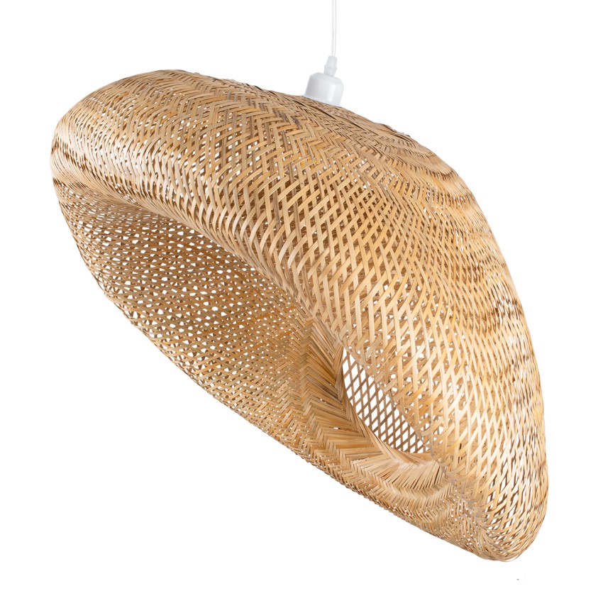 CARIBBEAN  Μοντέρνο Κρεμαστό Φωτιστικό Πλέγμα Μονόφωτο 1 x E27 IP20 Μπεζ Ξύλο - Μ80 x Π80 x Υ35cm