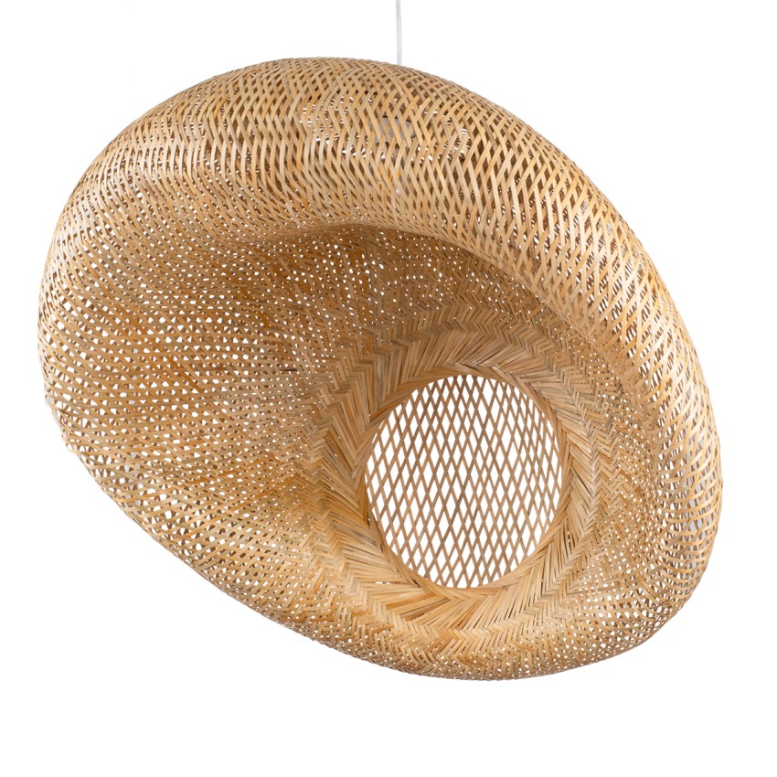 CARIBBEAN  Μοντέρνο Κρεμαστό Φωτιστικό Πλέγμα Μονόφωτο 1 x E27 IP20 Μπεζ Ξύλο - Μ80 x Π80 x Υ35cm