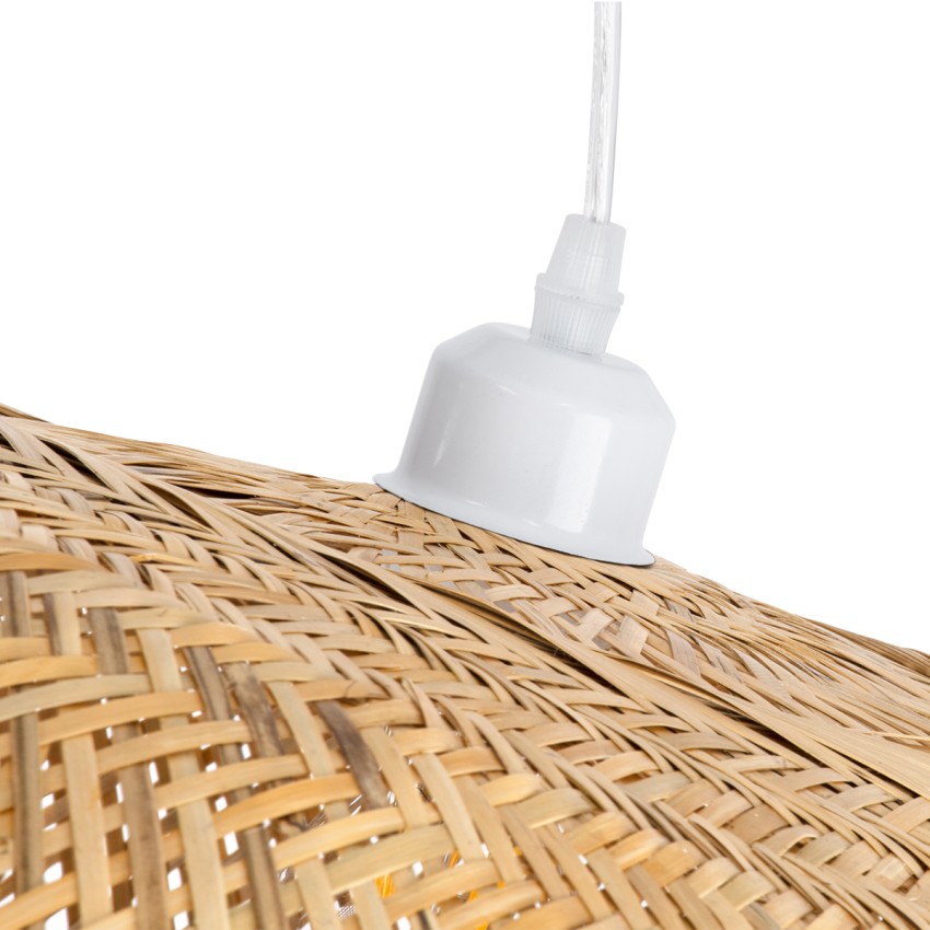 CARIBBEAN  Μοντέρνο Κρεμαστό Φωτιστικό Πλέγμα Μονόφωτο 1 x E27 IP20 Μπεζ Ξύλο - Μ80 x Π80 x Υ35cm