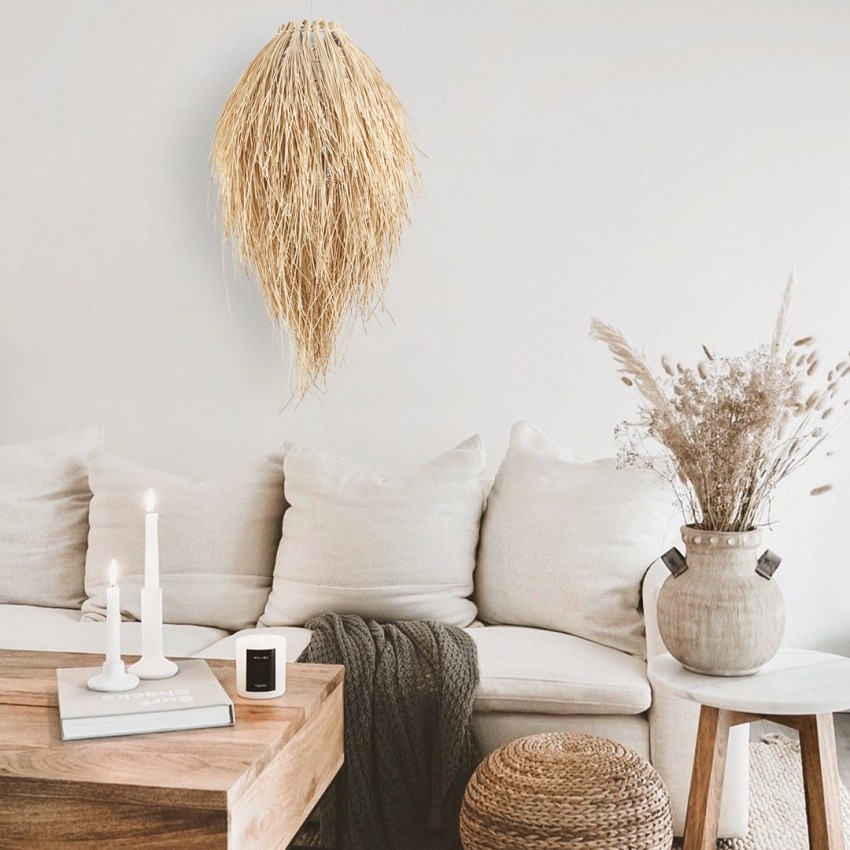 GLOBOSTAR® ARCHIPELAGO  Boho Κρεμαστό Φωτιστικό Οροφής με Ντουί 1 x E27 AC 220-240V IP20 - Μπεζ - Μ40 x Π40 x Υ63cm