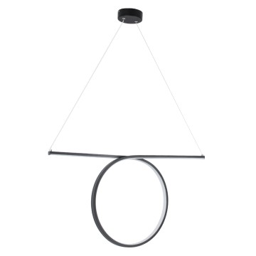 GLOBOSTAR® ROME  Μοντέρνο Κρεμαστό Φωτιστικό Οροφής LED 24W 2640lm 200° AC 220-240V IP20 Ρυθμιζόμενο Λευκό CCT με On/Off 2700K/4500K/6000K - Lumileds SMD Chip - Μαύρο Ματ - Μ65.5 x Π4 x Υ33cm