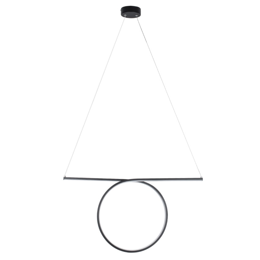 GLOBOSTAR® ROME  Μοντέρνο Κρεμαστό Φωτιστικό Οροφής LED 24W 2640lm 200° AC 220-240V IP20 Ρυθμιζόμενο Λευκό CCT με On/Off 2700K/4500K/6000K - Lumileds SMD Chip - Μαύρο Ματ - Μ65.5 x Π4 x Υ33cm