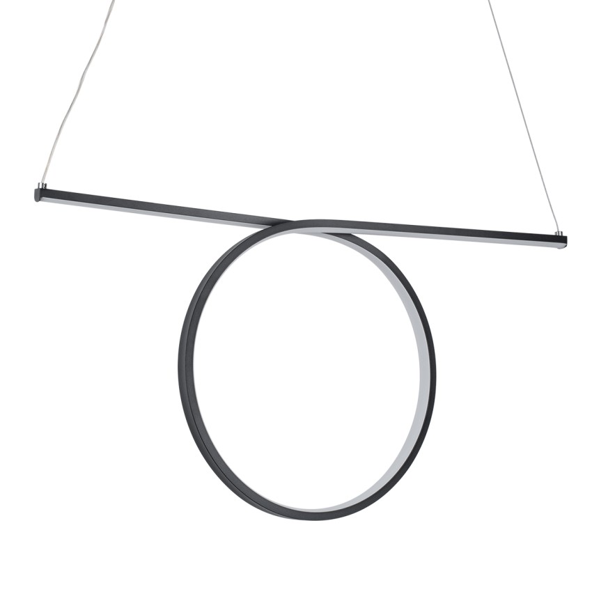 GLOBOSTAR® ROME  Μοντέρνο Κρεμαστό Φωτιστικό Οροφής LED 24W 2640lm 200° AC 220-240V IP20 Ρυθμιζόμενο Λευκό CCT με On/Off 2700K/4500K/6000K - Lumileds SMD Chip - Μαύρο Ματ - Μ65.5 x Π4 x Υ33cm