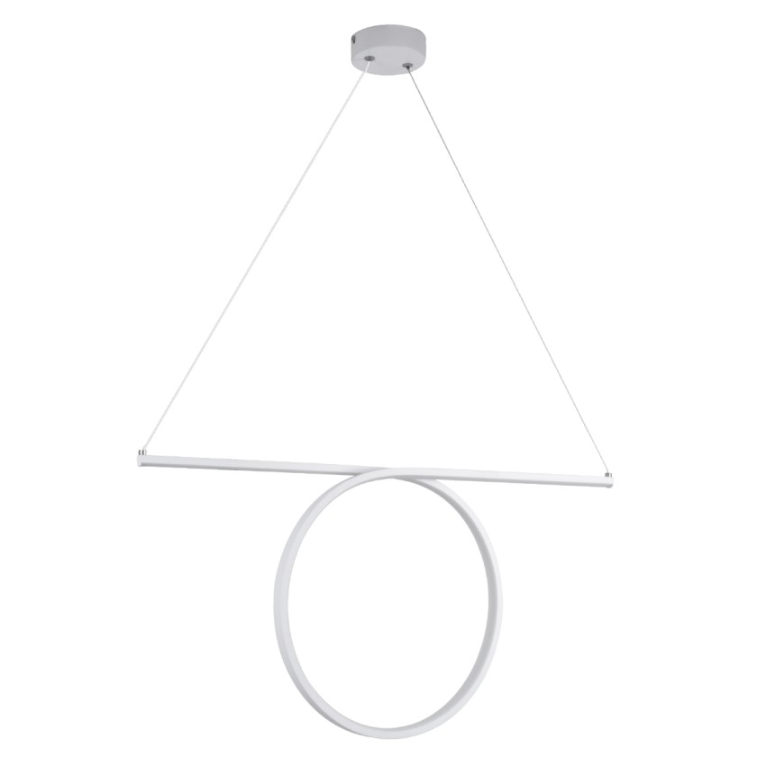 GLOBOSTAR® ROME  Μοντέρνο Κρεμαστό Φωτιστικό Οροφής LED 24W 2640lm 200° AC 220-240V IP20 Ρυθμιζόμενο Λευκό CCT με On/Off 2700K/4500K/6000K - Lumileds SMD Chip - Λευκό Ματ - Μ65.5 x Π4 x Υ33cm