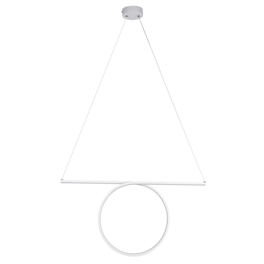 GLOBOSTAR® ROME  Μοντέρνο Κρεμαστό Φωτιστικό Οροφής LED 24W 2640lm 200° AC 220-240V IP20 Ρυθμιζόμενο Λευκό CCT με On/Off 2700K/4500K/6000K - Lumileds SMD Chip - Λευκό Ματ - Μ65.5 x Π4 x Υ33cm