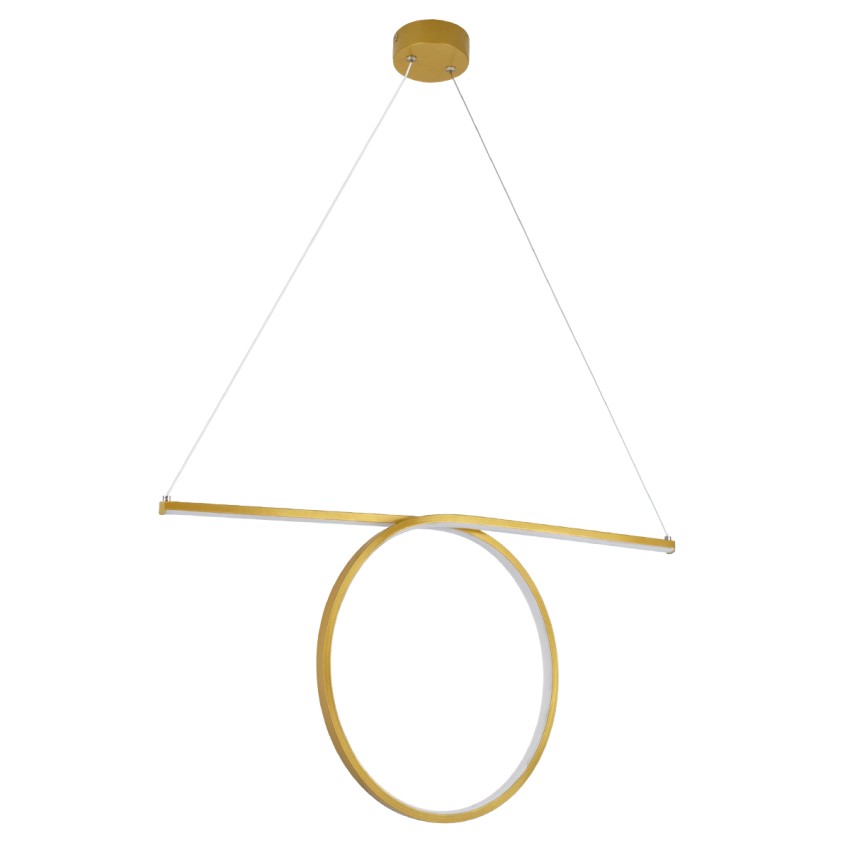 GLOBOSTAR® ROME  Μοντέρνο Κρεμαστό Φωτιστικό Οροφής LED 24W 2640lm 200° AC 220-240V IP20 Ρυθμιζόμενο Λευκό CCT με On/Off 2700K/4500K/6000K - Lumileds SMD Chip - Χρυσό Βούρτσας - Μ65.5 x Π4 x Υ33cm