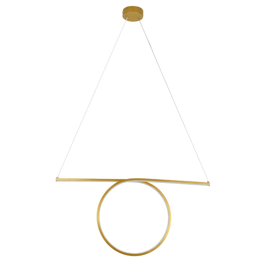 GLOBOSTAR® ROME  Μοντέρνο Κρεμαστό Φωτιστικό Οροφής LED 24W 2640lm 200° AC 220-240V IP20 Ρυθμιζόμενο Λευκό CCT με On/Off 2700K/4500K/6000K - Lumileds SMD Chip - Χρυσό Βούρτσας - Μ65.5 x Π4 x Υ33cm