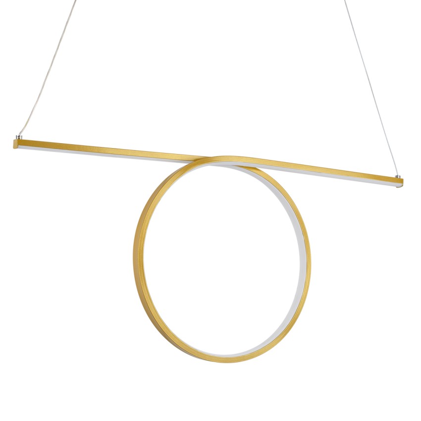 GLOBOSTAR® ROME  Μοντέρνο Κρεμαστό Φωτιστικό Οροφής LED 24W 2640lm 200° AC 220-240V IP20 Ρυθμιζόμενο Λευκό CCT με On/Off 2700K/4500K/6000K - Lumileds SMD Chip - Χρυσό Βούρτσας - Μ65.5 x Π4 x Υ33cm