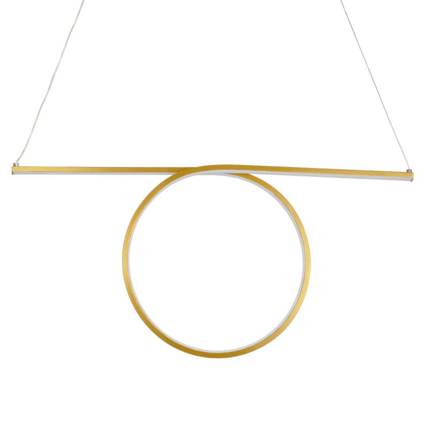 GLOBOSTAR® ROME  Μοντέρνο Κρεμαστό Φωτιστικό Οροφής LED 24W 2640lm 200° AC 220-240V IP20 Ρυθμιζόμενο Λευκό CCT με On/Off 2700K/4500K/6000K - Lumileds SMD Chip - Χρυσό Βούρτσας - Μ65.5 x Π4 x Υ33cm