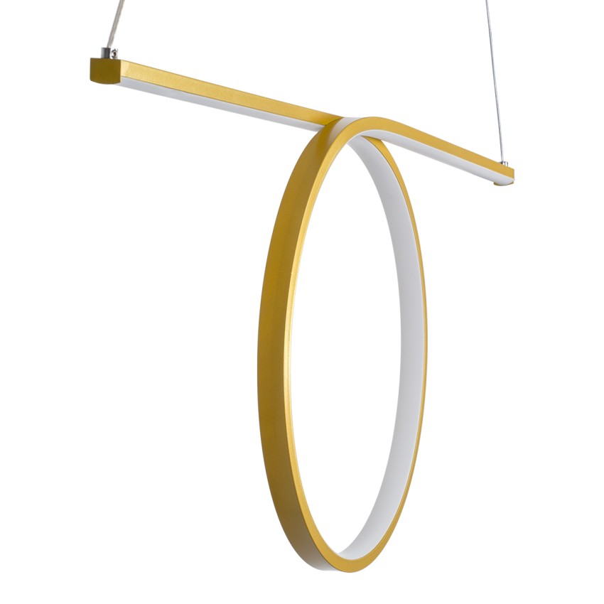 GLOBOSTAR® ROME  Μοντέρνο Κρεμαστό Φωτιστικό Οροφής LED 24W 2640lm 200° AC 220-240V IP20 Ρυθμιζόμενο Λευκό CCT με On/Off 2700K/4500K/6000K - Lumileds SMD Chip - Χρυσό Βούρτσας - Μ65.5 x Π4 x Υ33cm