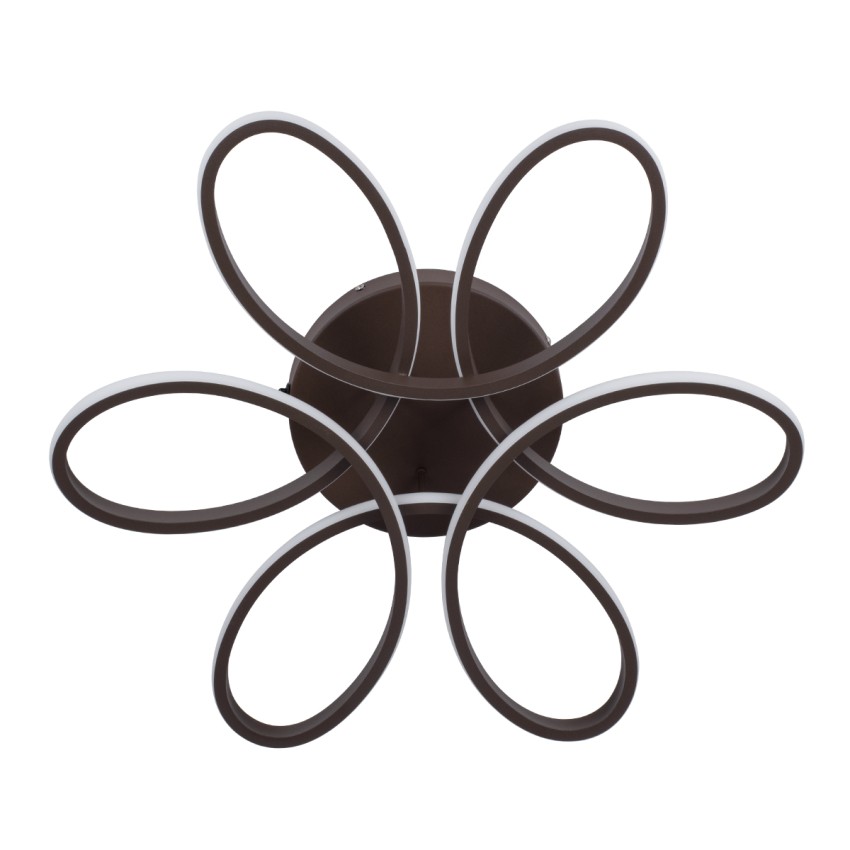 GLOBOSTAR® MARGARET  Μοντέρνο Κρεμαστό Φωτιστικό Οροφής LED 54W 6210lm 360° AC 220-240V IP20 Ρυθμιζόμενο Λευκό CCT με Χειριστήριο από 2700K έως 6000K Dimmable - Lumileds SMD Chip - Καφέ Ματ - Μ57 x Π57 x Υ12cm