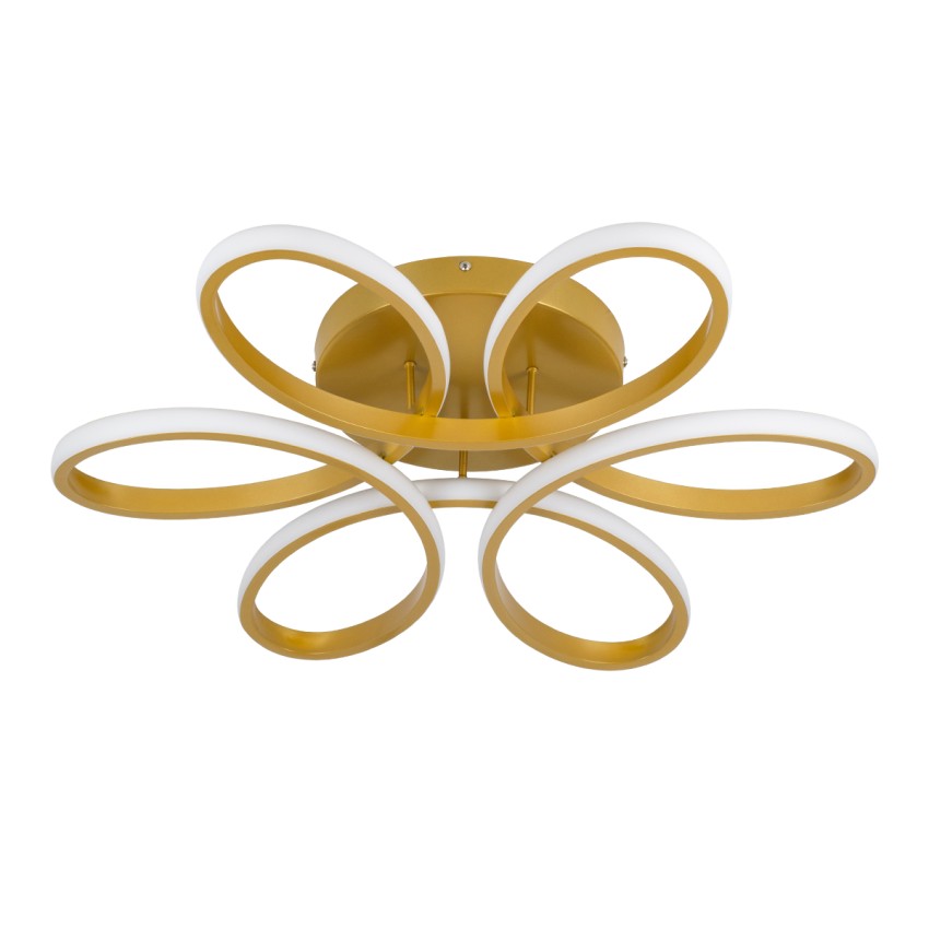 GLOBOSTAR® MARGARET  Μοντέρνο Φωτιστικό Οροφής LED 54W 6210lm 360° AC 220-240V IP20 Ρυθμιζόμενο Λευκό CCT με Χειριστήριο από 2700K έως 6000K Dimmable - Lumileds SMD Chip - Χρυσό Βούρτσας - Μ57 x Π57 x Υ12cm