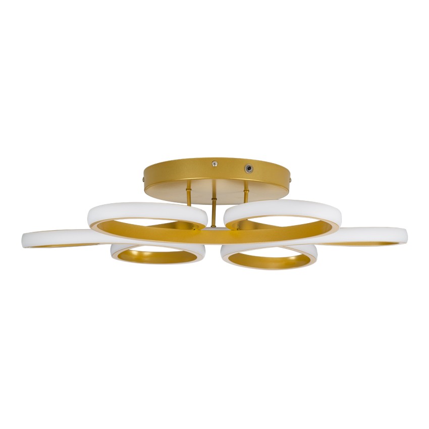 GLOBOSTAR® MARGARET  Μοντέρνο Φωτιστικό Οροφής LED 54W 6210lm 360° AC 220-240V IP20 Ρυθμιζόμενο Λευκό CCT με Χειριστήριο από 2700K έως 6000K Dimmable - Lumileds SMD Chip - Χρυσό Βούρτσας - Μ57 x Π57 x Υ12cm