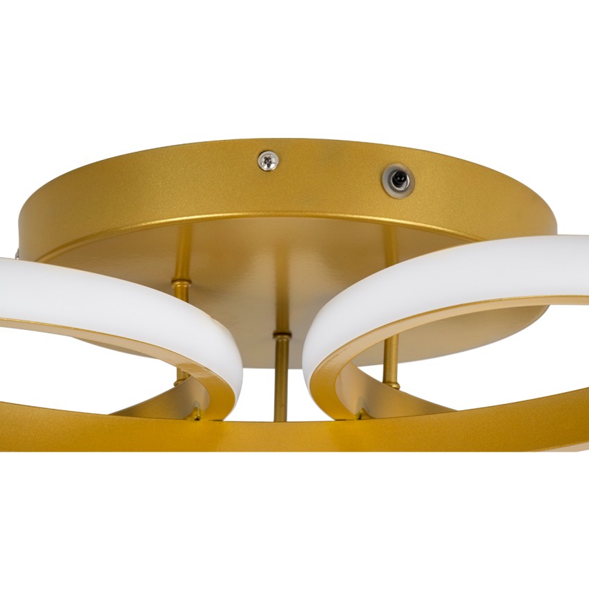 GLOBOSTAR® MARGARET  Μοντέρνο Φωτιστικό Οροφής LED 54W 6210lm 360° AC 220-240V IP20 Ρυθμιζόμενο Λευκό CCT με Χειριστήριο από 2700K έως 6000K Dimmable - Lumileds SMD Chip - Χρυσό Βούρτσας - Μ57 x Π57 x Υ12cm