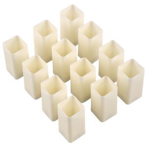 CANDLE  ΣΕΤ 12 x Διακοσμητικά Realistic Κεράκια με LED Εφέ Κινούμενης Φλόγας - Μπαταρίας 12 x CR2032 Θερμό Λευκό 2700K Μπεζ L3.7 x W3.7 x H7.5cm