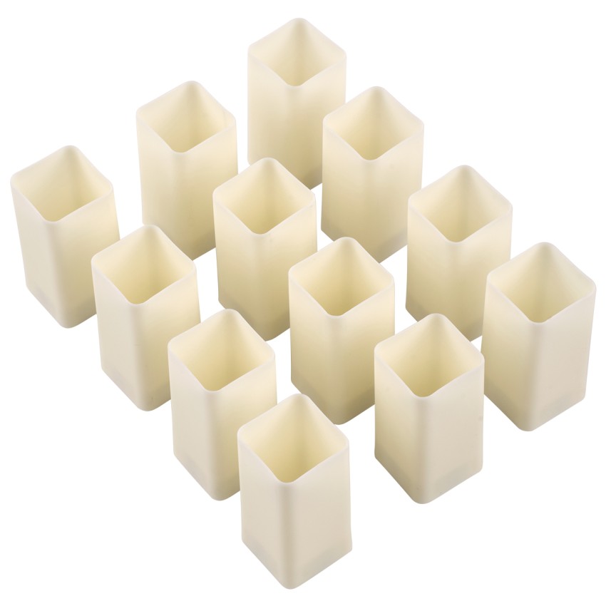 CANDLE  ΣΕΤ 12 x Διακοσμητικά Realistic Κεράκια με LED Εφέ Κινούμενης Φλόγας - Μπαταρίας 12 x CR2032 Θερμό Λευκό 2700K Μπεζ L3.7 x W3.7 x H7.5cm