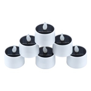 CANDLE  ΣΕΤ 6 x Αυτόνομα Ηλιακά Διακοσμητικά Realistic Κεράκια με LED Εφέ Κινούμενης Φλόγας - 400mAh Μπαταρία - Φωτοβολταϊκό Πάνελ - Θερμό Λευκό 2700K Μπεζ D5.3 x H6cm