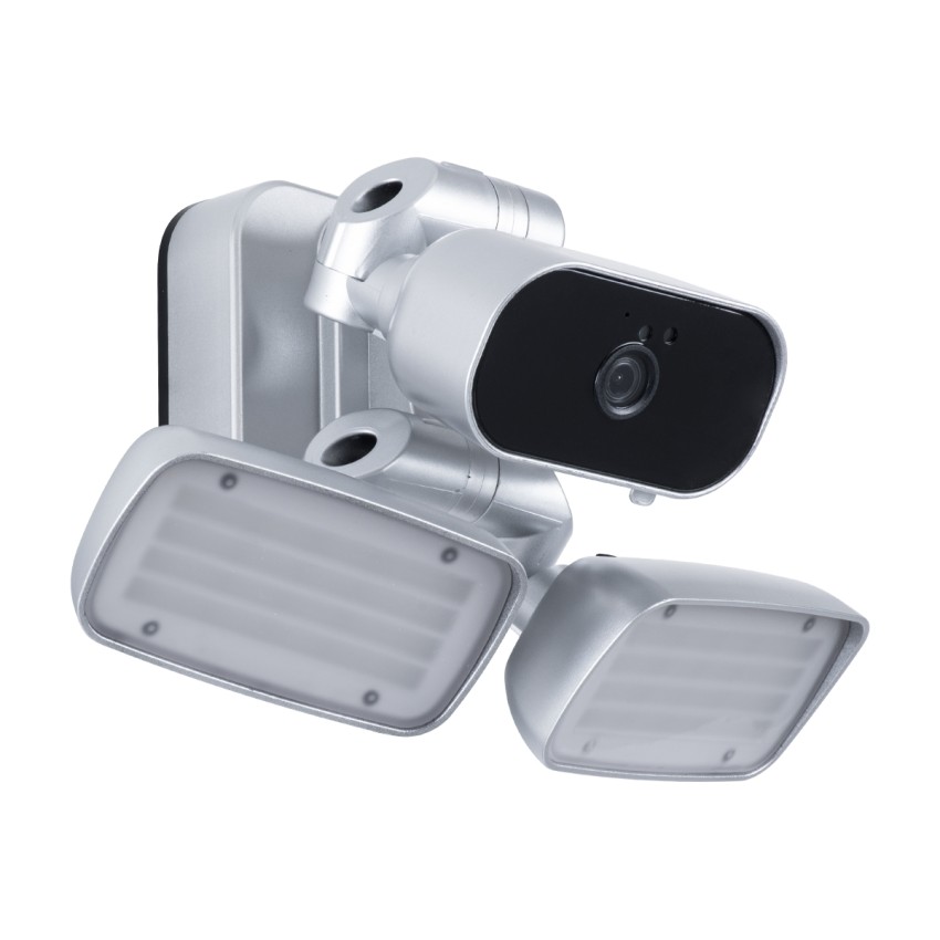 Προβολέας LED SMD 24W 2160lm με IP Camera 1080P 2MP WiFi 150° Μοιρών - AC 230V - με Αισθητήρα Ημέρας-Νύχτας & Ρύθμιση Χρόνου Ανάμματος - Αδιάβροχος IP66 Ψυχρό Λευκό 6000K - Ασημί