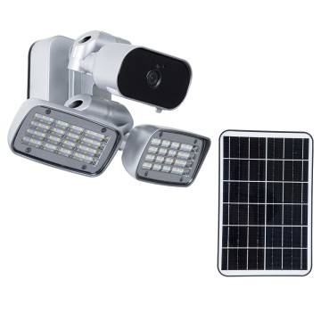 Αυτόνομος Ηλιακός Προβολέας LED SMD 24W 1200lm με IP Camera 1080P 2MP 4G SIM CARD WiFi 150° Ενσωματωμένη Μπαταρία 3200mAh Φωτοβολταϊκό Πάνελ Αισθητήρα Ημέρας-Νύχτας & Ρύθμιση Χρόνου Ανάμματος Αδιάβροχος IP66 Ψυχρό Λευκό 6000K - Ασημί