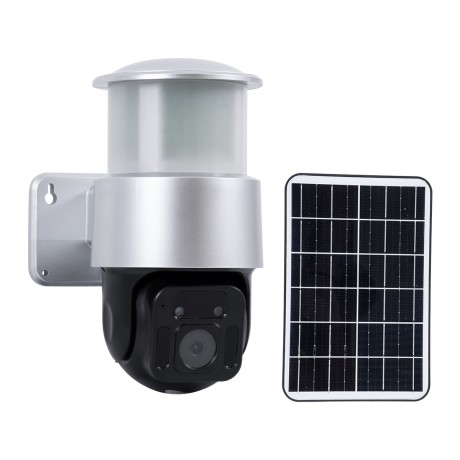 Αυτόνομος Ηλιακός Προβολέας LED SMD 24W 1200lm Camera 1080P 2MP WiFi 150° Μπαταρία 3200mAh Φωτοβολταϊκό Πάνελ Αισθητήρα Ημέρας-Νύχτας & Ρύθμιση Χρόνου Διπλή Κατέυθυνση Ομιλίας Αδιάβροχος IP66 Ψυχρό Λευκό 6000K - Ασημί