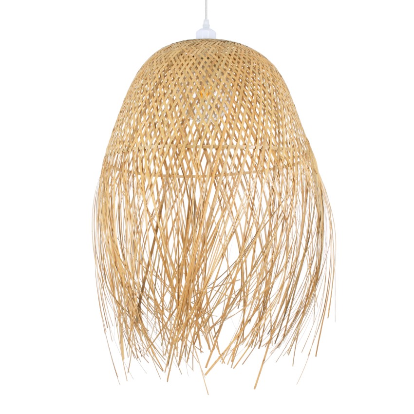 MANILA  Boho Κρεμαστό Φωτιστικό Πλέγμα Μονόφωτο 1 x E27 IP20 Μπεζ Ξύλο - Μ45 x Π45 x Υ60cm