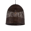 BORA-BORA  Boho Κρεμαστό Φωτιστικό Καμπάνα Μονόφωτο 1 x E27 IP20 Καφέ Ξύλο - Μ42 x Π42 x Y44cm