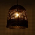BORA-BORA  Boho Κρεμαστό Φωτιστικό Καμπάνα Μονόφωτο 1 x E27 IP20 Καφέ Ξύλο - Μ42 x Π42 x Y44cm