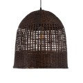 BORA-BORA  Boho Κρεμαστό Φωτιστικό Καμπάνα Μονόφωτο 1 x E27 IP20 Καφέ Ξύλο - Μ42 x Π42 x Y44cm