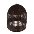 BORA-BORA  Boho Κρεμαστό Φωτιστικό Καμπάνα Μονόφωτο 1 x E27 IP20 Καφέ Ξύλο - Μ42 x Π42 x Y44cm