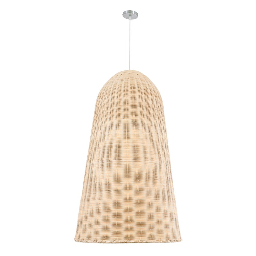 FAROL  Boho Κρεμαστό Φωτιστικό Καμπάνα Μονόφωτο 1 x E27 IP20 Μπεζ Ξύλο - Μ60 x Π60 x Y100cm