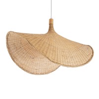 GLOBOSTAR® CUBA  Boho Κρεμαστό Φωτιστικό Οροφής με Ντουί 1 x E27 AC 220-240V IP20 - Μπεζ - Μ80 x Π80 x Υ49cm