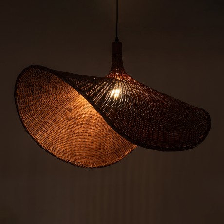 GLOBOSTAR® CUBA  Boho Κρεμαστό Φωτιστικό Οροφής με Ντουί 1 x E27 AC 220-240V IP20 - Καφέ - Μ80 x Π80 x Υ49cm
