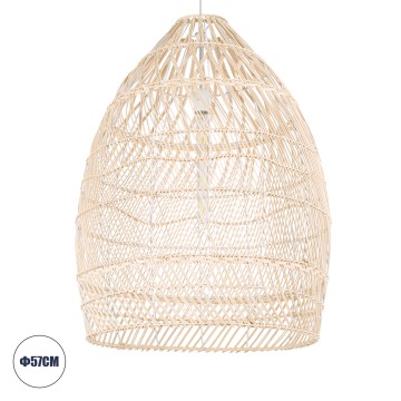 MALIBU  Boho Κρεμαστό Φωτιστικό Καμπάνα Μονόφωτο 1 x E27 IP20 Μπεζ Ξύλο - Μ57 x Π57 x Υ75cm