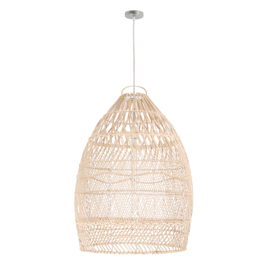 MALIBU  Boho Κρεμαστό Φωτιστικό Καμπάνα Μονόφωτο 1 x E27 IP20 Μπεζ Ξύλο - Μ57 x Π57 x Υ75cm