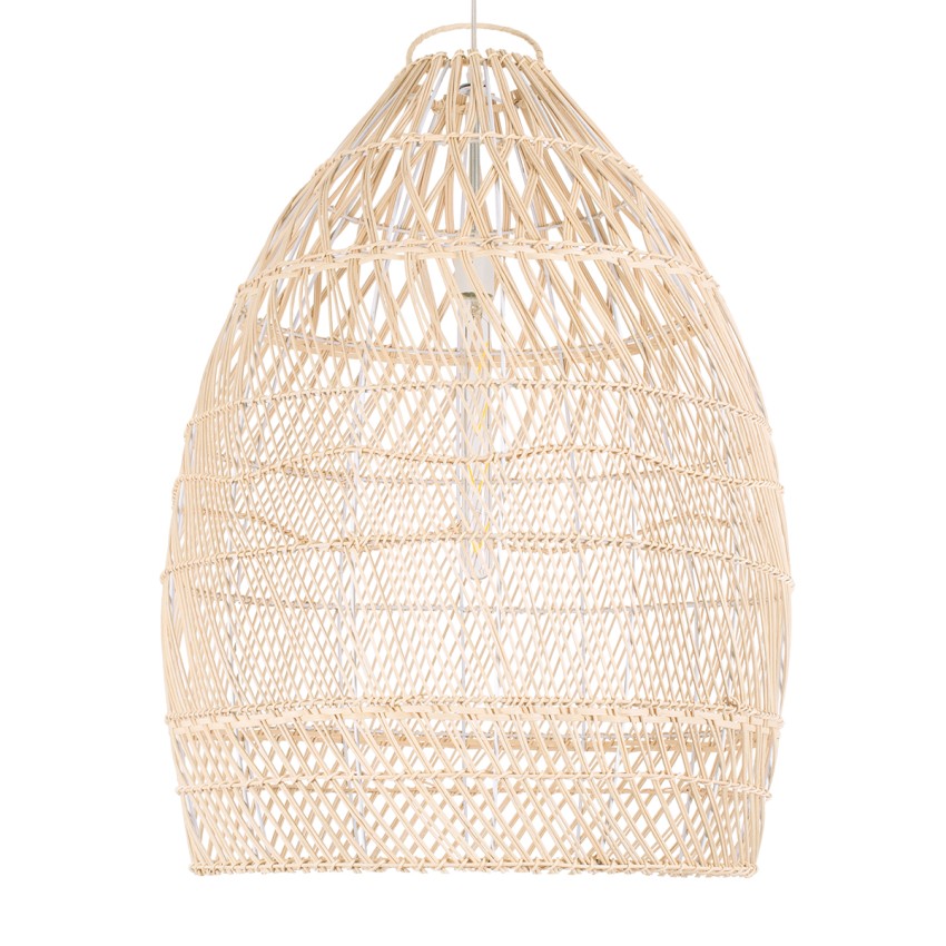 MALIBU  Boho Κρεμαστό Φωτιστικό Καμπάνα Μονόφωτο 1 x E27 IP20 Μπεζ Ξύλο - Μ57 x Π57 x Υ75cm