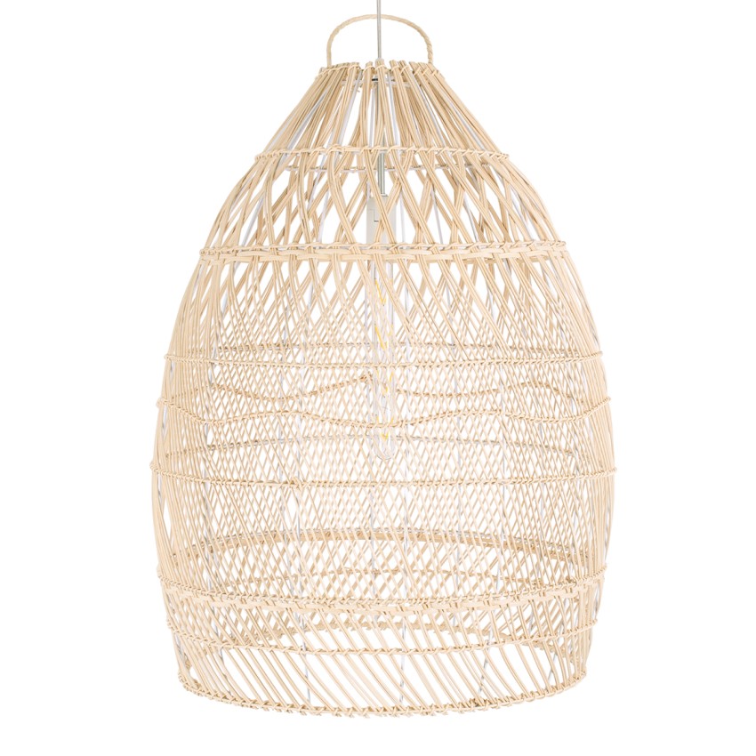 MALIBU  Boho Κρεμαστό Φωτιστικό Καμπάνα Μονόφωτο 1 x E27 IP20 Μπεζ Ξύλο - Μ57 x Π57 x Υ75cm