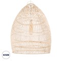 MALIBU  Boho Κρεμαστό Φωτιστικό Καμπάνα Μονόφωτο 1 x E27 IP20 Μπεζ Ξύλο - Μ76 x Π76 x Υ100cm