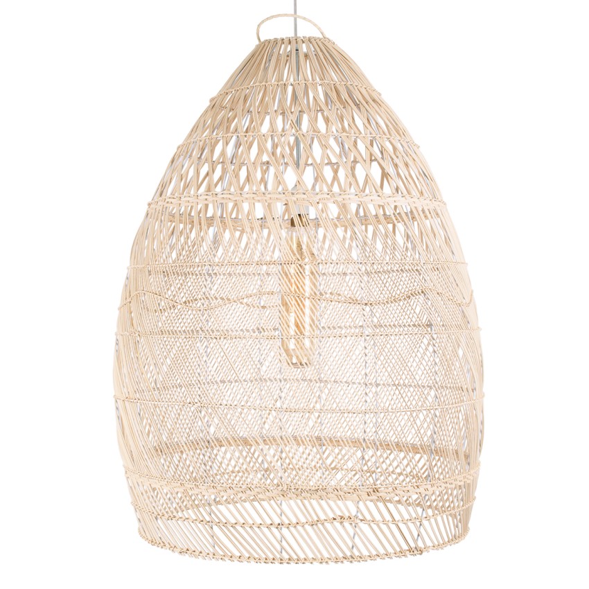 MALIBU  Boho Κρεμαστό Φωτιστικό Καμπάνα Μονόφωτο 1 x E27 IP20 Μπεζ Ξύλο - Μ76 x Π76 x Υ100cm