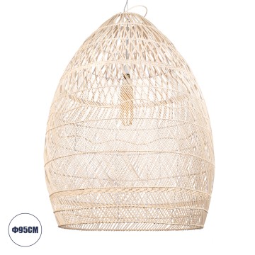 MALIBU  Boho Κρεμαστό Φωτιστικό Καμπάνα Μονόφωτο 1 x E27 IP20 Μπεζ Ξύλο - Μ95 x Π95 x Υ125cm