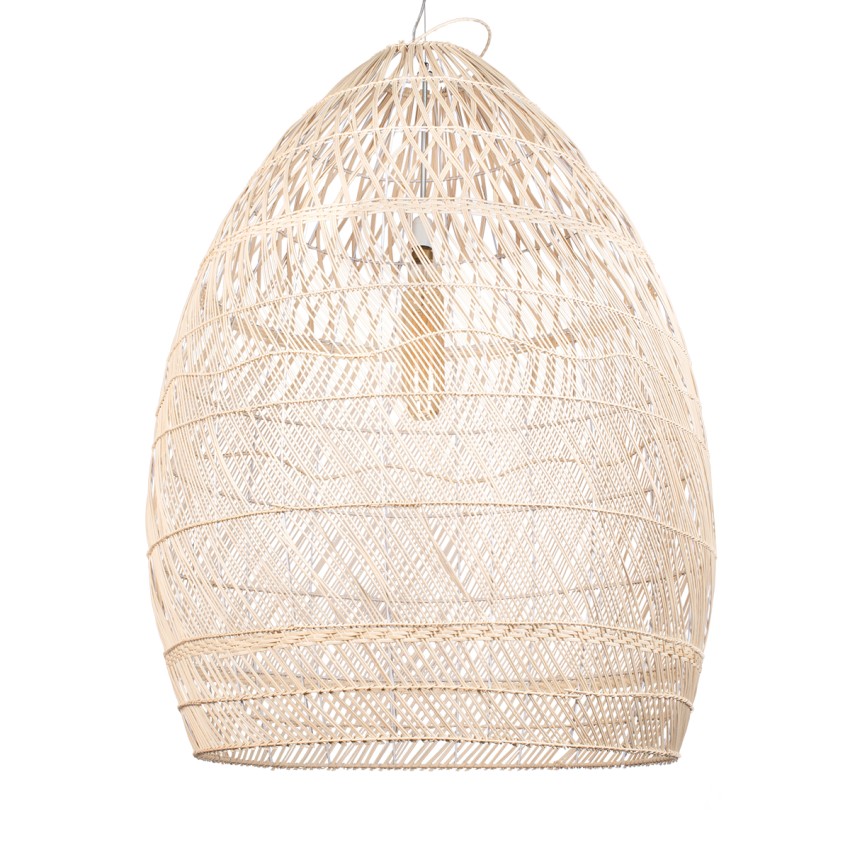 MALIBU  Boho Κρεμαστό Φωτιστικό Καμπάνα Μονόφωτο 1 x E27 IP20 Μπεζ Ξύλο - Μ95 x Π95 x Υ125cm