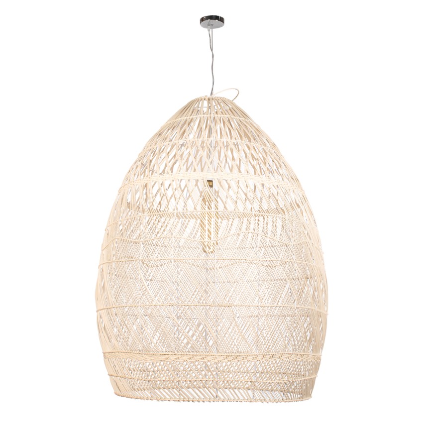 MALIBU  Boho Κρεμαστό Φωτιστικό Καμπάνα Μονόφωτο 1 x E27 IP20 Μπεζ Ξύλο - Μ95 x Π95 x Υ125cm