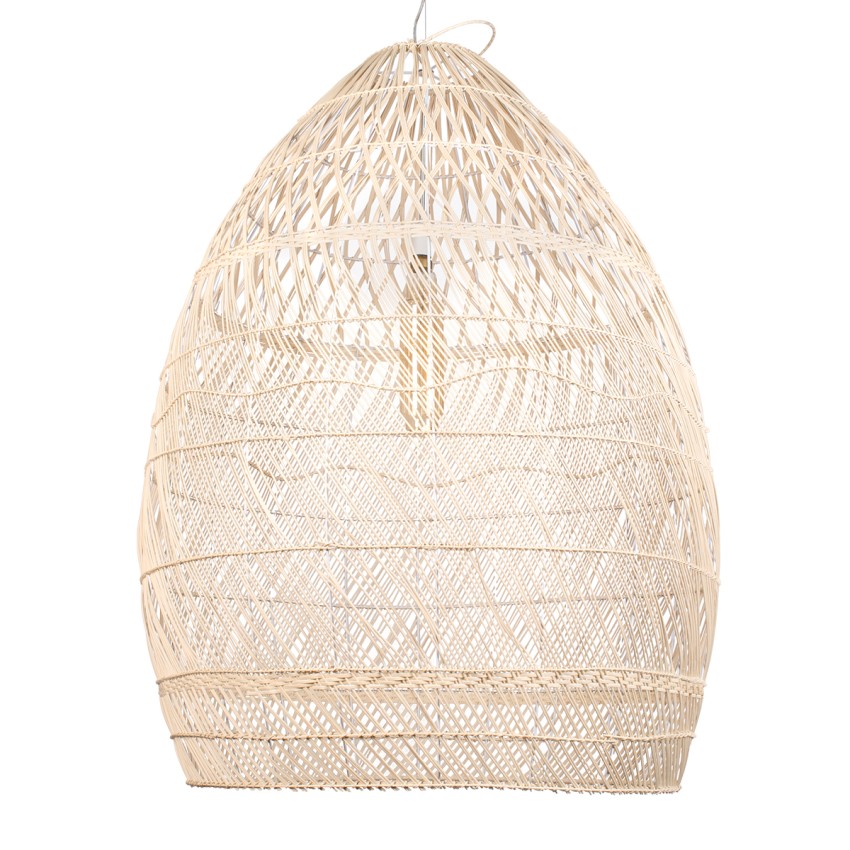 MALIBU  Boho Κρεμαστό Φωτιστικό Καμπάνα Μονόφωτο 1 x E27 IP20 Μπεζ Ξύλο - Μ95 x Π95 x Υ125cm