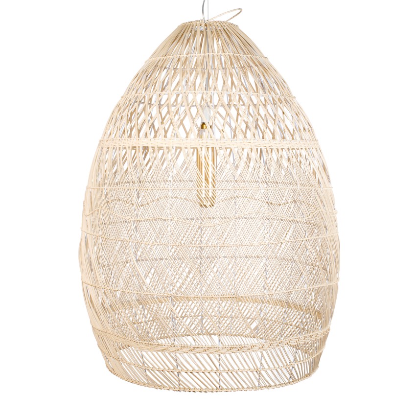 MALIBU  Boho Κρεμαστό Φωτιστικό Καμπάνα Μονόφωτο 1 x E27 IP20 Μπεζ Ξύλο - Μ95 x Π95 x Υ125cm
