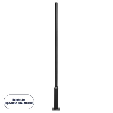 Μεταλλικός Στύλος - Ιστός - Κολώνα σε Μαύρο Χρώμα για Φωτιστικά Δρόμου και Πλατείας  Ύψος 3 Μέτρα Φ6.1cm