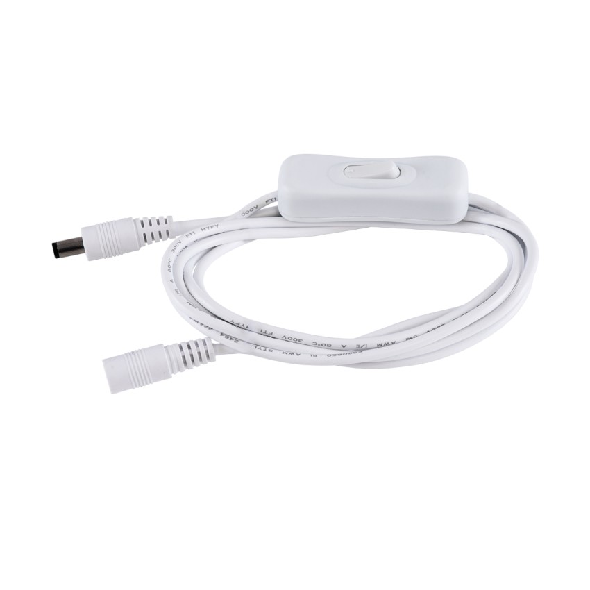 GLOBOSTAR® STRIPDC  Ταχυσύνδεσμος DC Jack 5.5x2.1mm Θηλυκός σε Αρσενικό με Διακόπτη On/Off IP20 - Λευκό - Μ185 x Π1.9 x Υ1.5cm