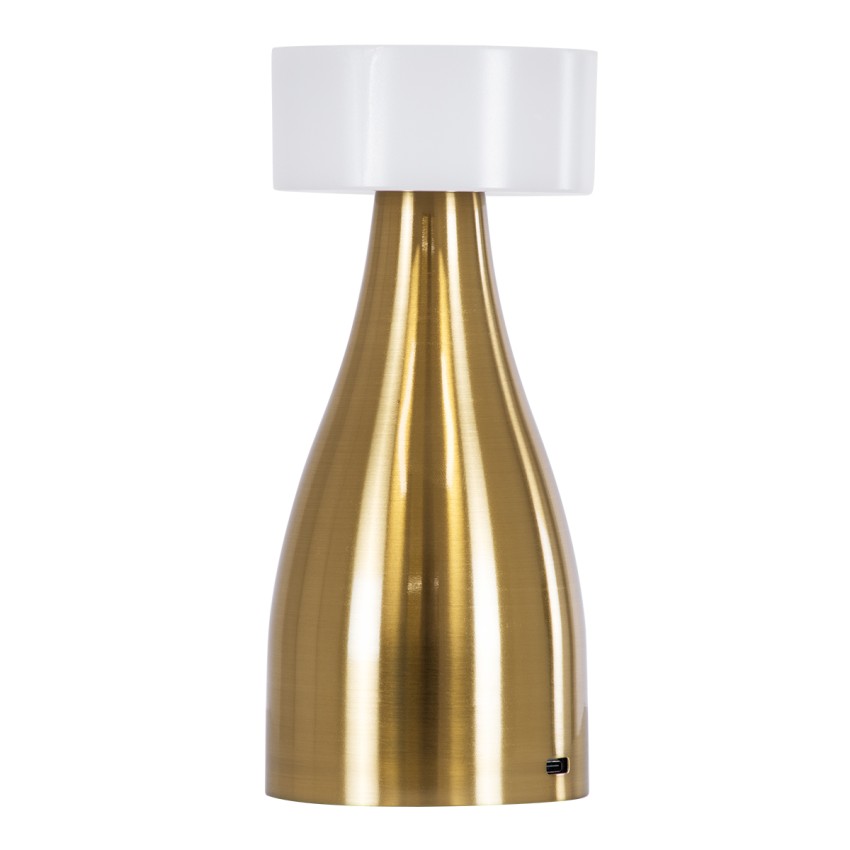 DOLLY  Μοντέρνο Επιτραπέζιο Φωτιστικό Πορτατίφ LED 1.5W 105lm 120° DC 5V Επαναφορτιζόμενο με Μπαταρία Li-ion 1800mAh - Διακόπτη Αφής με 3 Εναλλαγές Φωτισμού CCT Θερμό - Φυσικό - Ψυχρό 1500K - 4500K - 6000K Dimmable - D9 x 21cm - Χρυσό