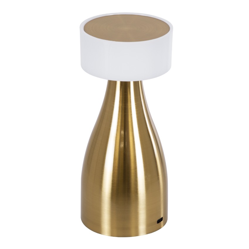 DOLLY  Μοντέρνο Επιτραπέζιο Φωτιστικό Πορτατίφ LED 1.5W 105lm 120° DC 5V Επαναφορτιζόμενο με Μπαταρία Li-ion 1800mAh - Διακόπτη Αφής με 3 Εναλλαγές Φωτισμού CCT Θερμό - Φυσικό - Ψυχρό 1500K - 4500K - 6000K Dimmable - D9 x 21cm - Χρυσό