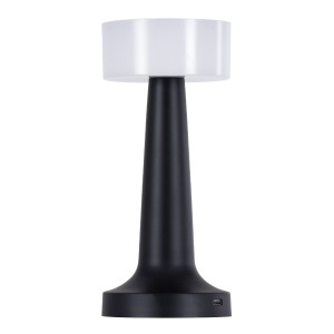 NANNA  Μοντέρνο Επιτραπέζιο Φωτιστικό Πορτατίφ LED 1.5W 105lm 120° DC 5V Επαναφορτιζόμενο με Μπαταρία Li-ion 1800mAh - Διακόπτη Αφής με 3 Εναλλαγές Φωτισμού CCT Θερμό - Φυσικό - Ψυχρό 1500K - 4500K - 6000K Dimmable - D9 x 21cm - Μαύρο