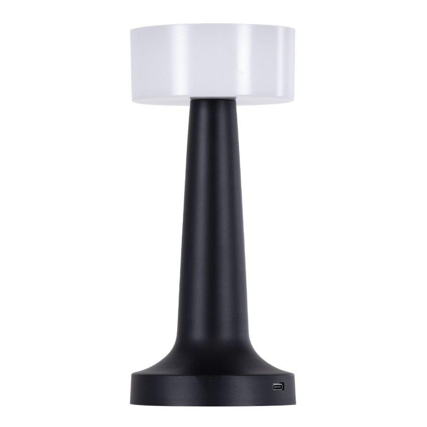 NANNA  Μοντέρνο Επιτραπέζιο Φωτιστικό Πορτατίφ LED 1.5W 105lm 120° DC 5V Επαναφορτιζόμενο με Μπαταρία Li-ion 1800mAh - Διακόπτη Αφής με 3 Εναλλαγές Φωτισμού CCT Θερμό - Φυσικό - Ψυχρό 1500K - 4500K - 6000K Dimmable - D9 x 21cm - Μαύρο