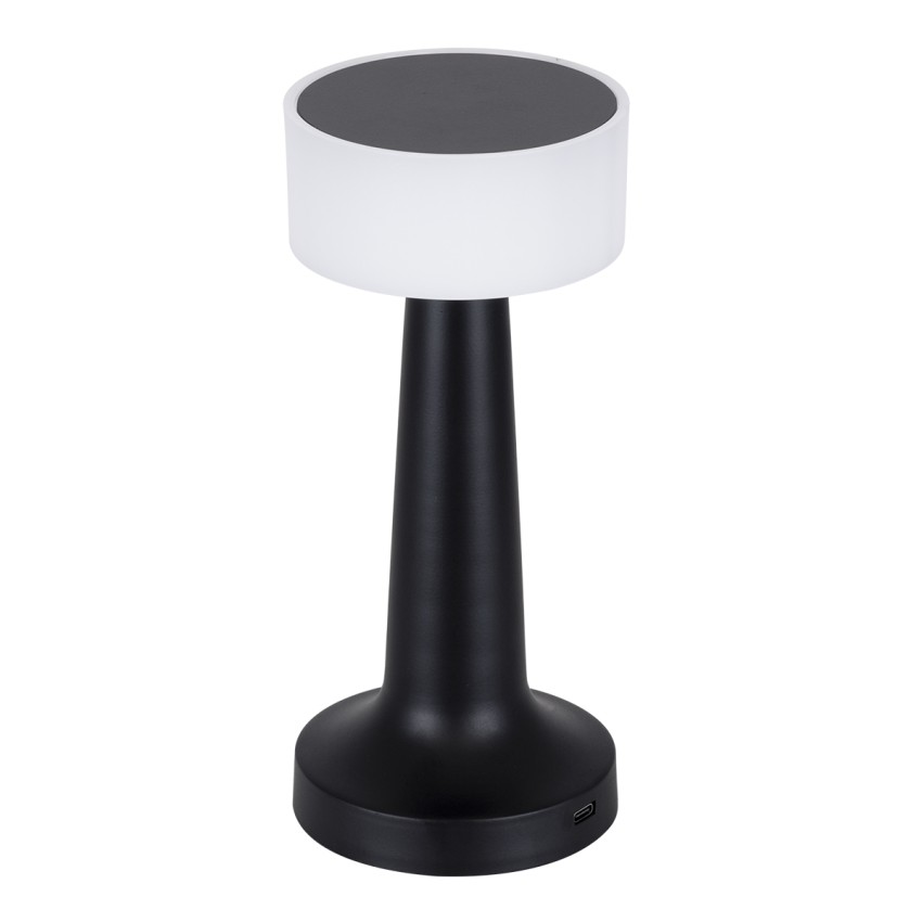 NANNA  Μοντέρνο Επιτραπέζιο Φωτιστικό Πορτατίφ LED 1.5W 105lm 120° DC 5V Επαναφορτιζόμενο με Μπαταρία Li-ion 1800mAh - Διακόπτη Αφής με 3 Εναλλαγές Φωτισμού CCT Θερμό - Φυσικό - Ψυχρό 1500K - 4500K - 6000K Dimmable - D9 x 21cm - Μαύρο